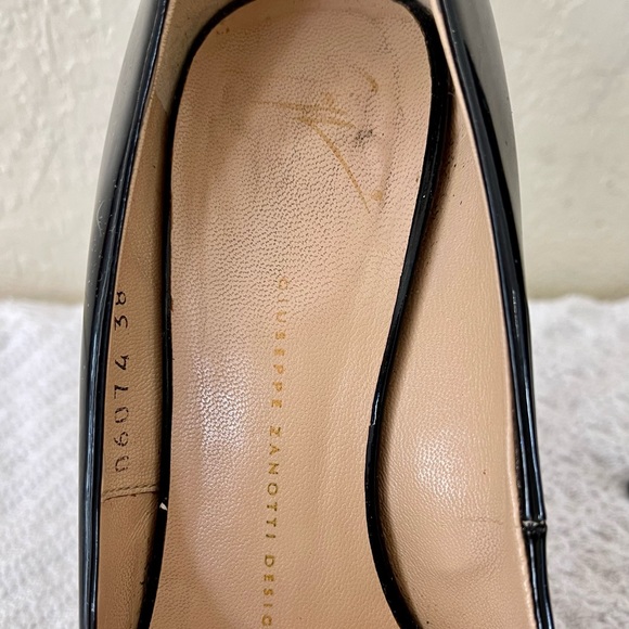 Giuseppe Zanotti Design Italian Black Patent Leather Peep-Toe Pumps Shoes 38 EUC - Picture 5 of 13